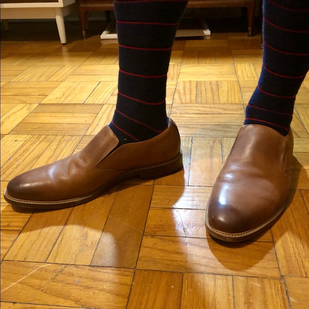 Brown leather modern dress shoes